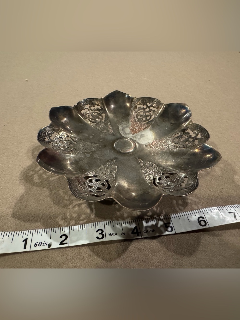 Antique Decorative Silver-plated Floral Serving Bowl